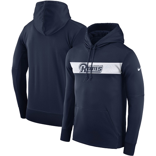 Exceptional Men's Los Angeles Rams Navy Sideline Team Performance Pullover Hoodie Act fast Only a few left Secure your Rams apparel today
