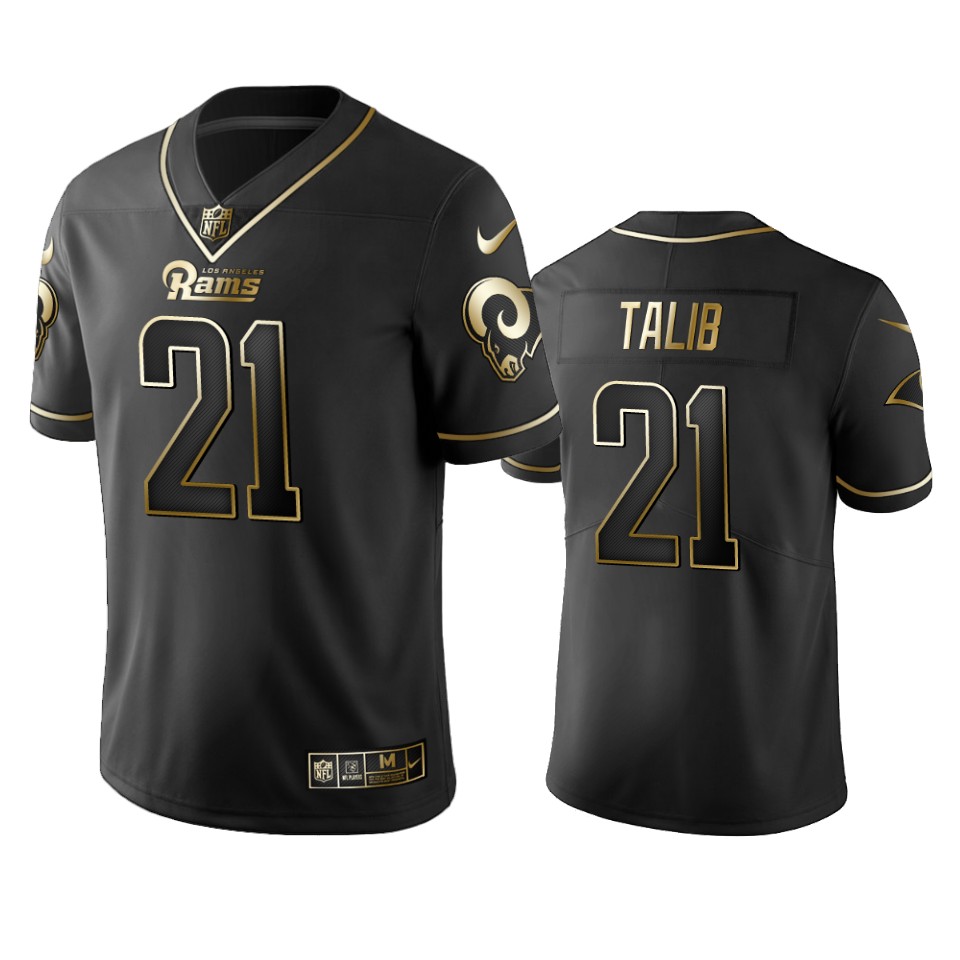 Gorgeous Rams #21 Aqib Talib Black Golden Limited Edition Stitched NFL Jersey For a short time available Don't miss your chance to own Rams clothing