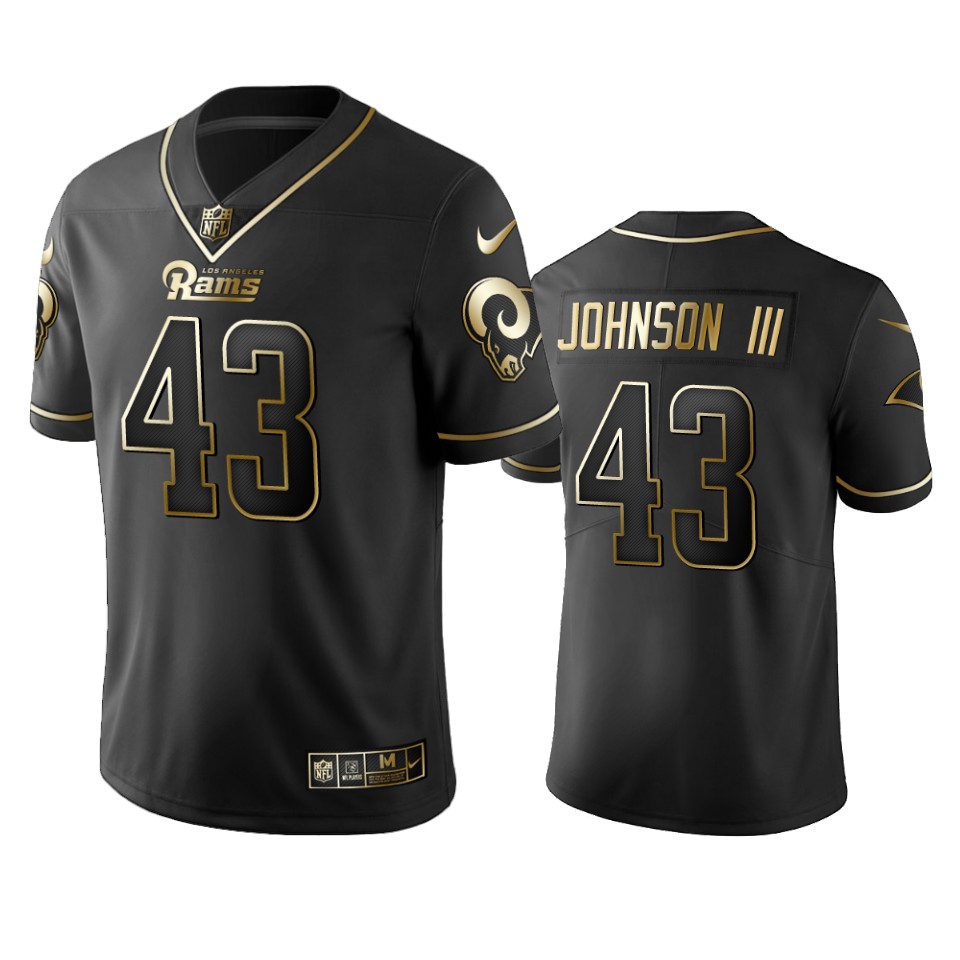 Stunning Rams #43 John Johnson Black Golden Limited Edition Stitched NFL Jersey Limited stock Order now to show your love for the Rams