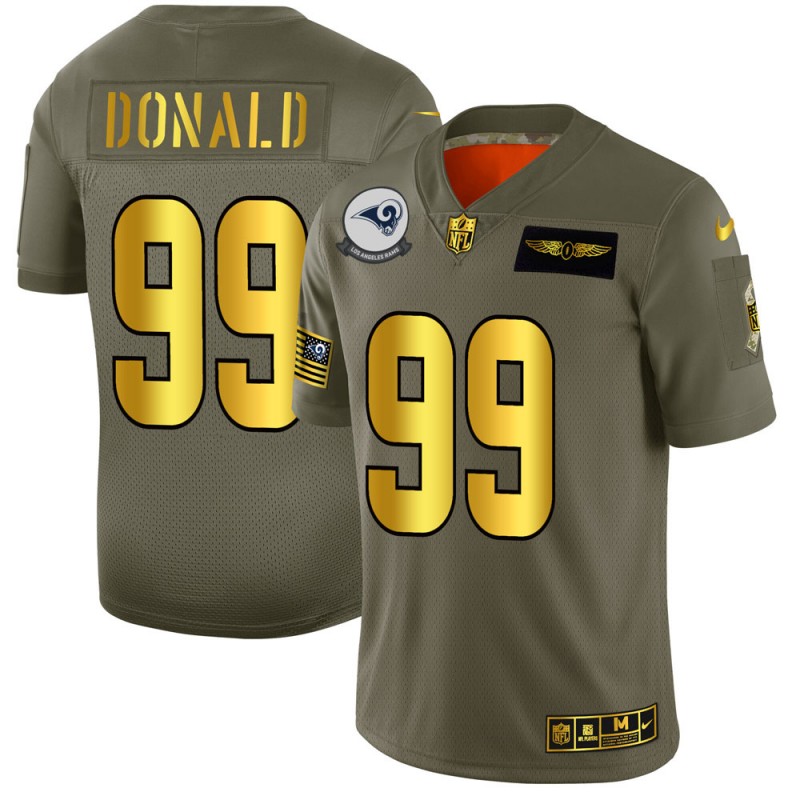 Premium Los Angeles Rams #99 Aaron Donald NFL Men's Olive Gold 2019 Salute to Service Limited Jersey Limited stock Order now to show your love for the Rams
