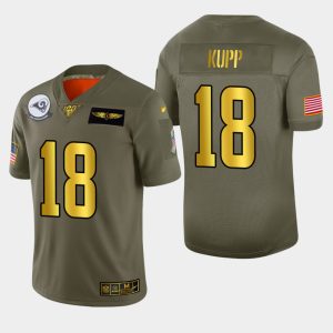 Premium Rams #18 Cooper Kupp Men's Olive Gold 2019 Salute to Service NFL 100 Limited Jersey Act fast Only a few left Secure your Rams apparel today