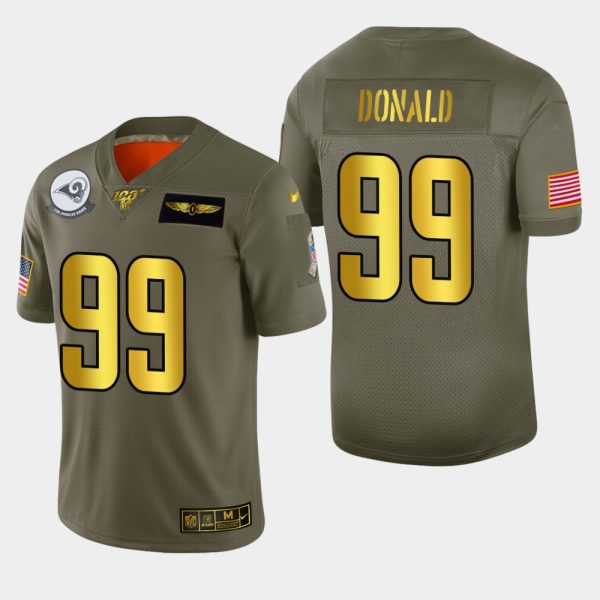 Gorgeous Rams #99 Aaron Donald Men's Olive Gold 2019 Salute to Service NFL 100 Limited Jersey Retailers boost your inventory Order these popular Rams products