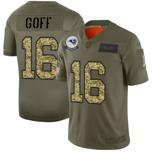 Amazing Los Angeles Rams #16 Jared Goff Men's 2019 Olive Camo Salute To Service Limited NFL Jersey Hurry Exclusive offer Place your order for Rams gear immediately