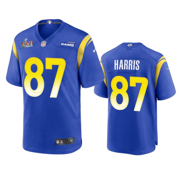HighQuality Los Angeles Rams #87 Jacob Harris Men's Super Bowl LVI Patch Game NFL Jersey Royal Limited stock Order now to show your love for the Rams