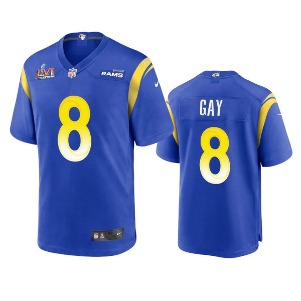 Fantastic Los Angeles Rams #8 Matt Gay Men's Super Bowl LVI Patch Game NFL Jersey Royal Retailers boost your inventory Order these popular Rams products