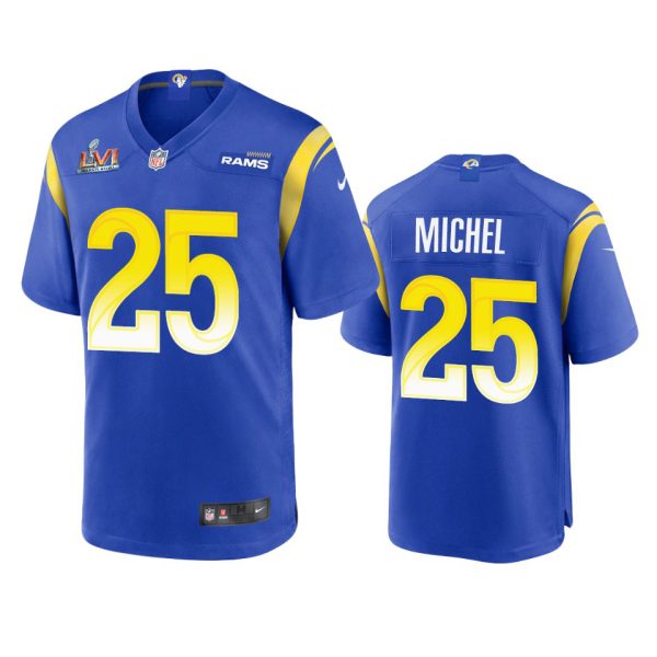 Gorgeous Los Angeles Rams #25 Sony Michel Men's Super Bowl LVI Patch Game NFL Jersey Royal Limited stock Order now to show your love for the Rams