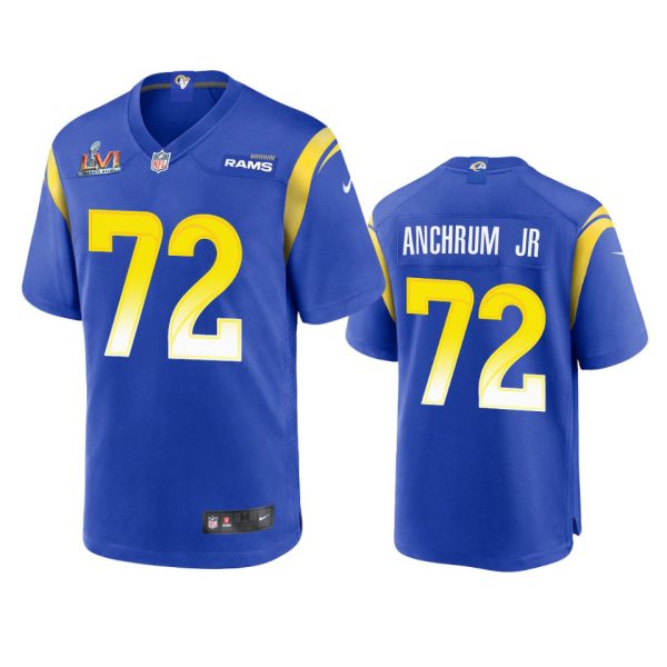 HighQuality Los Angeles Rams #72 Tremayne Anchrum Jr. Men's Super Bowl LVI Patch Game NFL Jersey Royal Sports fans this is your chance Order soon to support the Rams