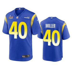 Superb Los Angeles Rams #40 Von Miller Men's Super Bowl LVI Patch Game NFL Jersey   Royal Hurry Exclusive offer Place your order for Rams gear immediately