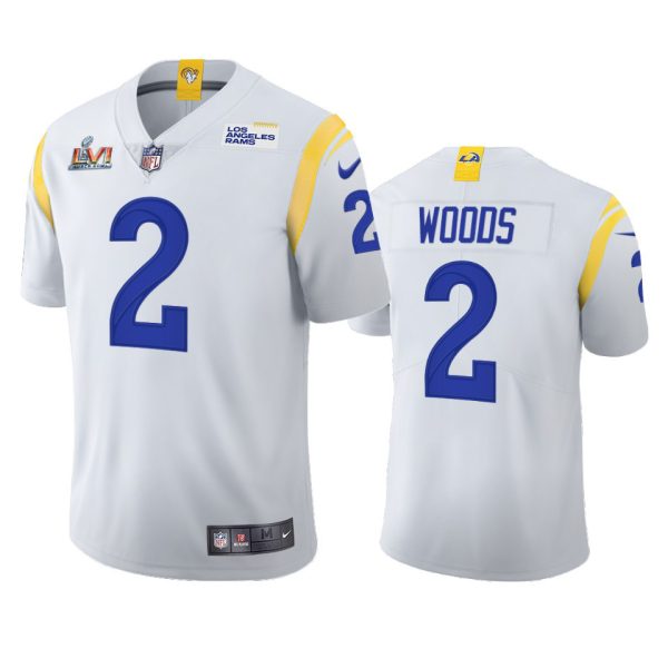 Superb Los Angeles Rams #2 Robert Woods Men's Super Bowl LVI Patch 2021 Vapor Limited NFL Jersey White Retailers boost your inventory Order these popular Rams products