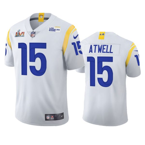Superb Los Angeles Rams #15 Tutu Atwell Men's Super Bowl LVI Patch 2021 Vapor Limited NFL Jersey White For a short time available Don't miss your chance to own Rams clothing