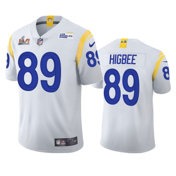 Gorgeous Los Angeles Rams #89 Tyler Higbee Men's Super Bowl LVI Patch 2021 Vapor Limited NFL Jersey White Limited stock Order now to show your love for the Rams