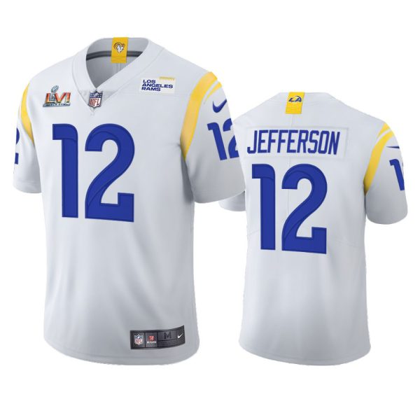 Delightful Los Angeles Rams #12 Van Jefferson Men's Super Bowl LVI Patch 2021 Vapor Limited NFL Jersey White Hurry Exclusive offer Place your order for Rams gear immediately