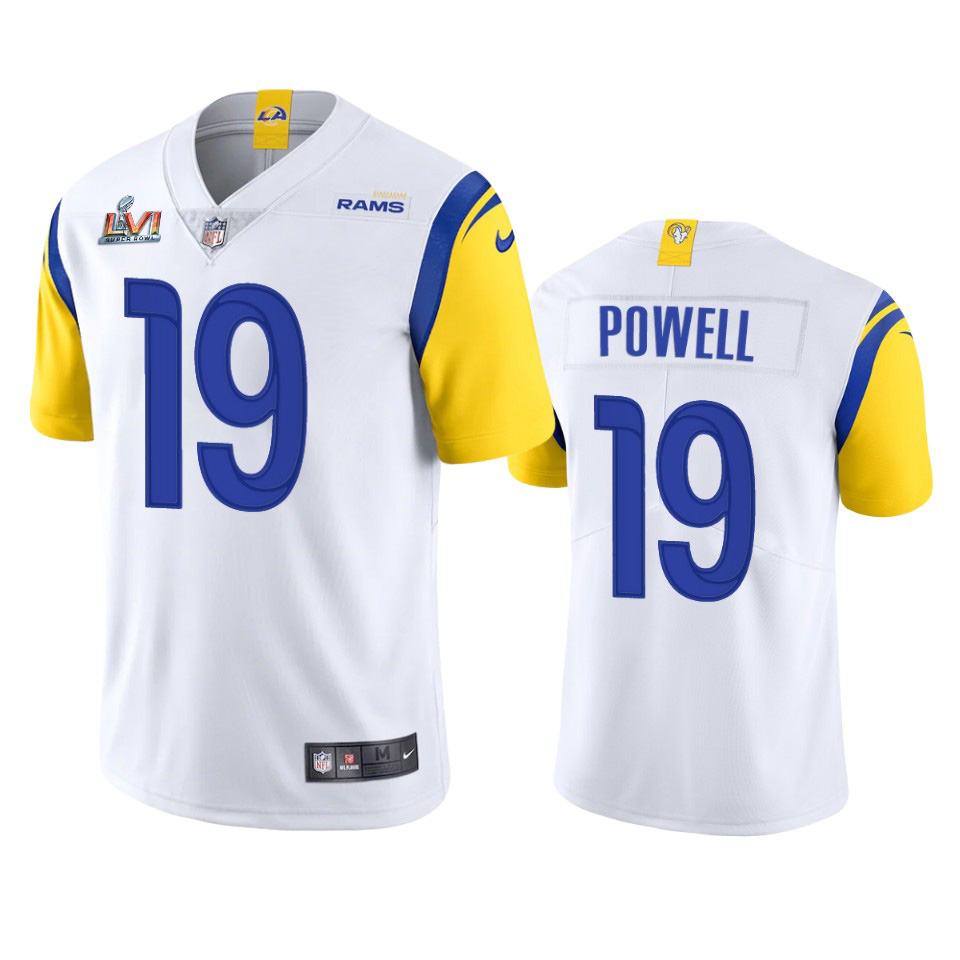 Amazing Los Angeles Rams #19 Brandon Powell Men's Super Bowl LVI Patch Alternate Vapor Limited NFL Jersey White Sports fans this is your chance Order soon to support the Rams