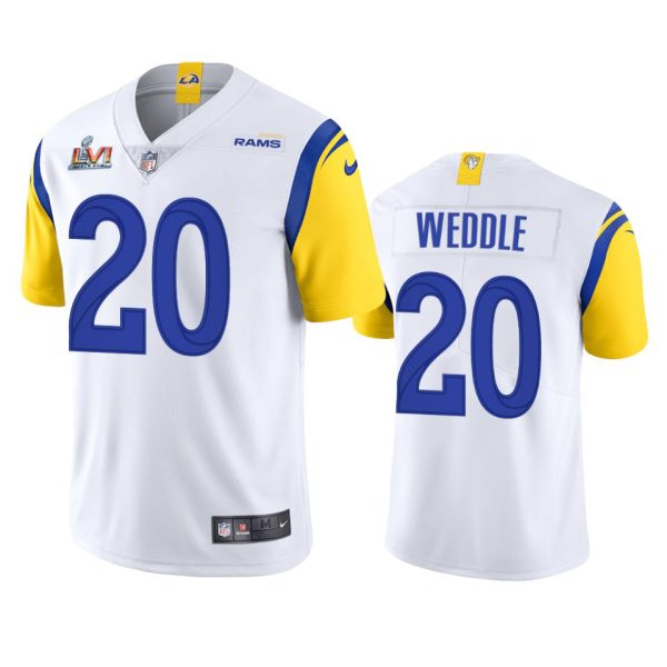 Premium Los Angeles Rams #20 Eric Weddle Men's Super Bowl LVI Patch Alternate Vapor Limited NFL Jersey White Sports fans this is your chance Order soon to support the Rams