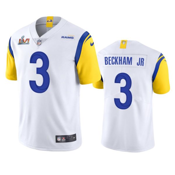 Exceptional Los Angeles Rams #3 Odell Beckham Jr. Men's Super Bowl LVI Patch Alternate Vapor Limited NFL Jersey White With high demand Order now to wear your Rams pride