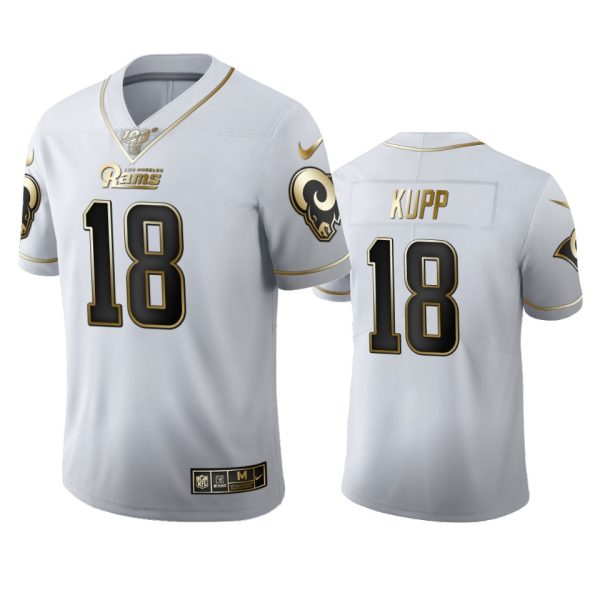 Premium Los Angeles Rams #18 Cooper Kupp Men's White Golden Edition Vapor Limited NFL 100 Jersey Be among the first to own Order your Rams stuff right away