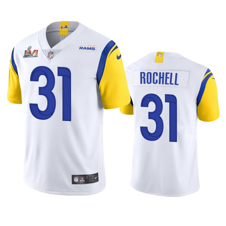 Amazing Los Angeles Rams #31 Robert Rochell Men's Super Bowl LVI Patch Alternate Vapor Limited NFL Jersey White Act fast Only a few left Secure your Rams apparel today