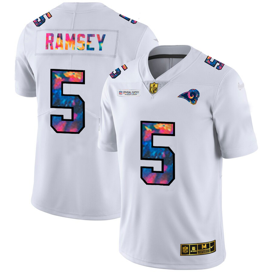 Stunning Los Angeles Rams #5 Jalen Ramsey Men's White Multi Color 2020 NFL Crucial Catch Limited NFL Jersey Sports enthusiasts Seize the opportunity Order your Rams merchandise