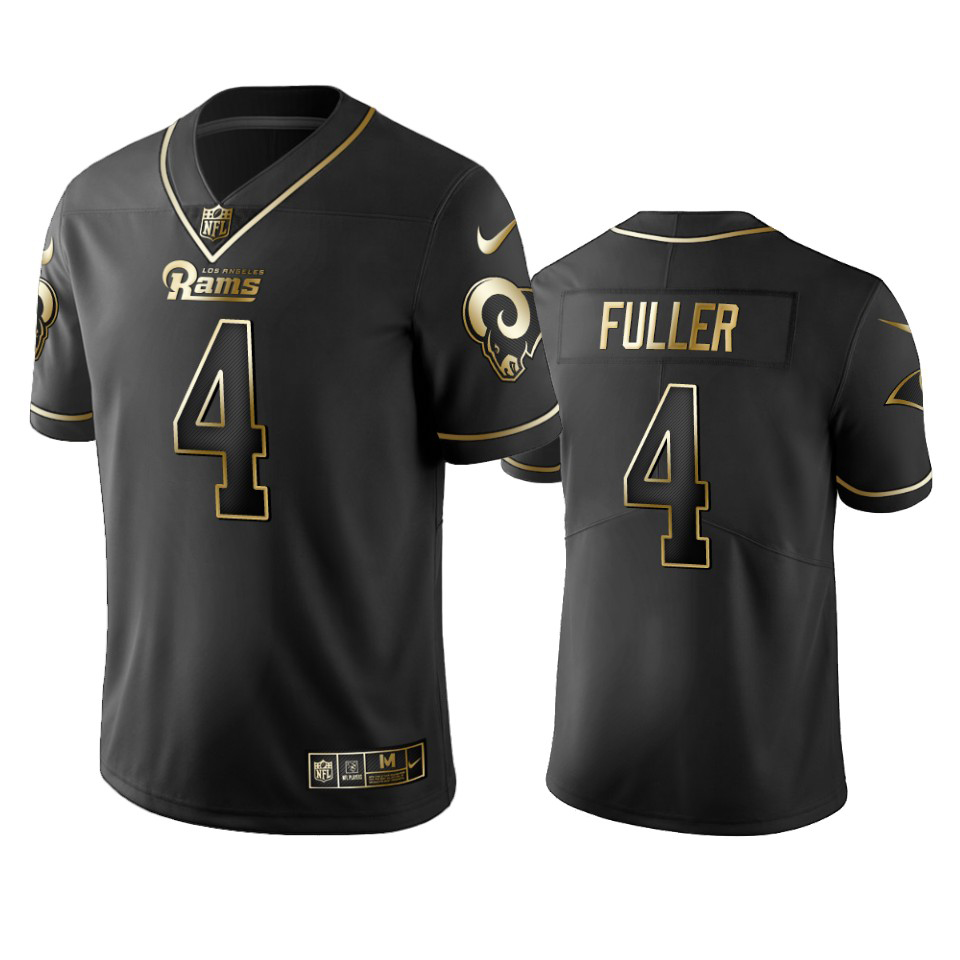 Exceptional Rams #4 Jordan Fuller Black Golden Limited Edition Stitched NFL Jersey Collectors this is a must have Add this Rams item to your collection