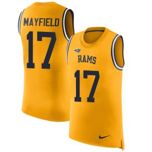 Gorgeous Rams #17 Baker Mayfield Gold Men's Stitched NFL Limited Rush Tank Top Jersey Retailers boost your inventory Order these popular Rams products
