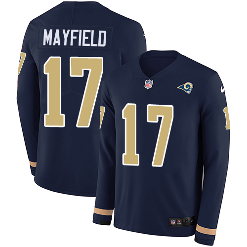 Delightful Rams #17 Baker Mayfield Navy Blue Team Color Men's Stitched NFL Limited Therma Long Sleeve Jersey For a short time available Don't miss your chance to own Rams clothing