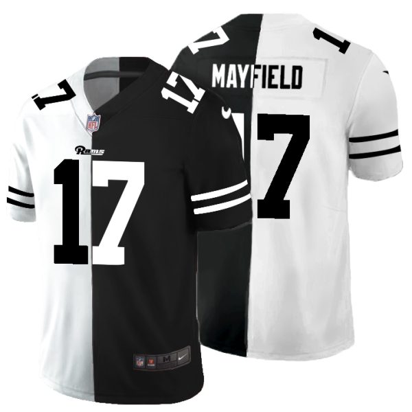 Outstanding Los Angeles Rams #17 Baker Mayfield Men's Black V White Peace Split Vapor Untouchable Limited NFL Jersey Sports fans this is your chance Order soon to support the Rams