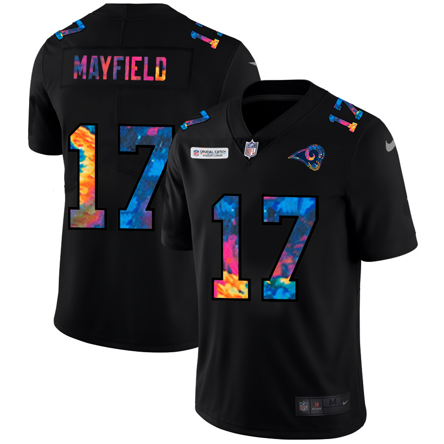 Delightful Los Angeles Rams #17 Baker Mayfield Men's Multi Color Black 2020 NFL Crucial Catch Vapor Untouchable Limited Jersey Retailers boost your inventory Order these popular Rams products