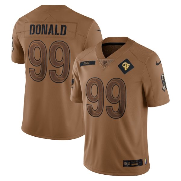 Outstanding Los Angeles Rams #99 Aaron Donald Men's 2023 Salute To Service Limited Jersey Brown Sports fans this is your chance Order soon to support the Rams