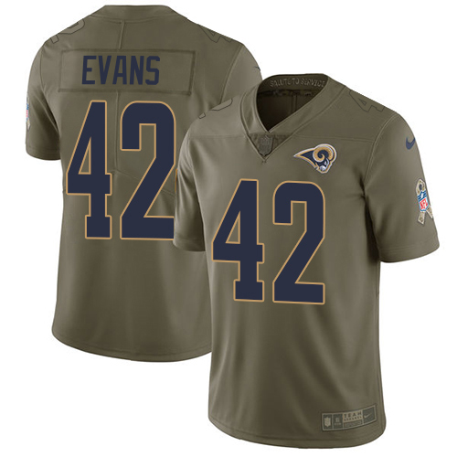 Exceptional Rams #42 Ethan Evans Olive Men's Stitched NFL Limited 2017 Salute to Service Jersey Collectors this is a must have Add this Rams item to your collection