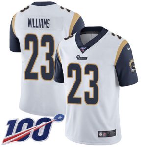 Premium Rams #23 Kyren Williams White Men's Stitched NFL 100th Season Vapor Limited Jersey Hurry Exclusive offer Place your order for Rams gear immediately