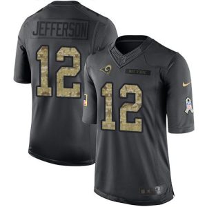 HighQuality Rams #12 Van Jefferson Black Men's Stitched NFL Limited 2016 Salute to Service Jersey Collectors this is a must have Add this Rams item to your collection