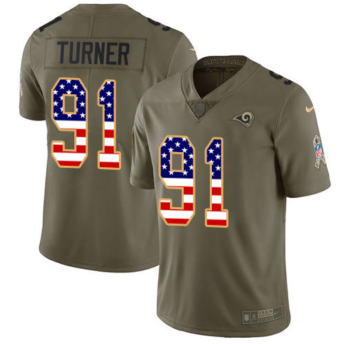 Superb Rams #91 Kobie Turner Olive/USA Flag Men's Stitched NFL Limited 2017 Salute To Service Jersey Be among the first to own Order your Rams stuff right away