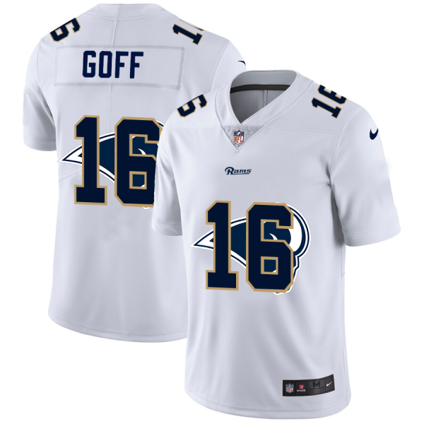Outstanding Los Angeles Rams #16 Jared Goff White Men's Team Logo Dual Overlap Limited NFL Jersey Retailers boost your inventory Order these popular Rams products