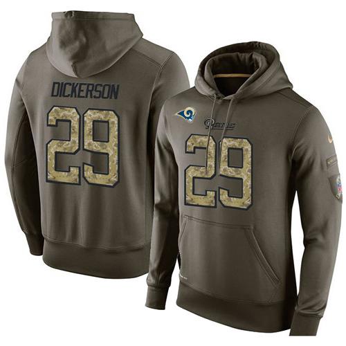 Delightful NFL Men's Los Angeles Rams #29 Eric Dickerson Stitched Green Olive Salute To Service KO Performance Hoodie For a short time available Don't miss your chance to own Rams clothing
