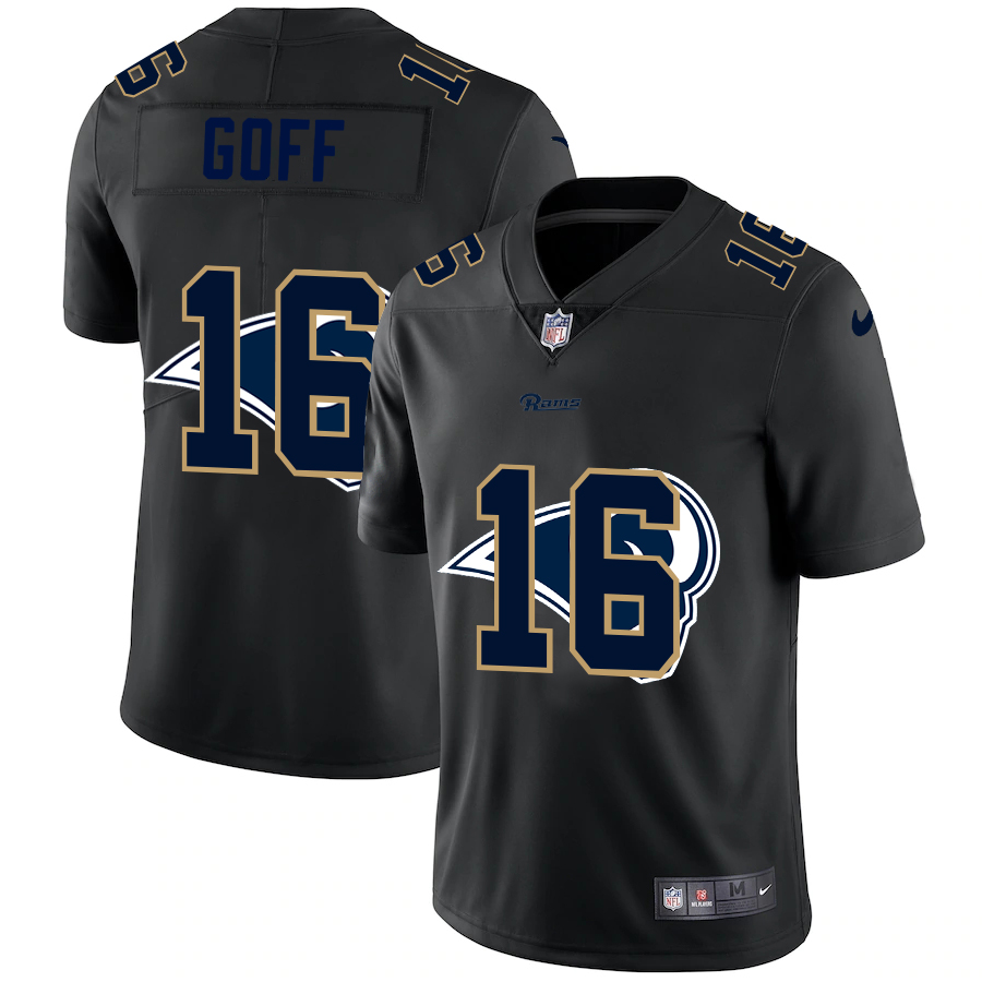 HighQuality Los Angeles Rams #16 Jared Goff Men's Team Logo Dual Overlap Limited NFL Jersey Black Sports fans this is your chance Order soon to support the Rams