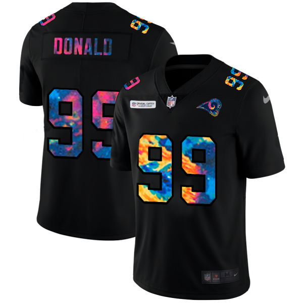 Gorgeous Los Angeles Rams #99 Aaron Donald Men's Multi Color Black 2020 NFL Crucial Catch Vapor Untouchable Limited Jersey Sports fans this is your chance Order soon to support the Rams