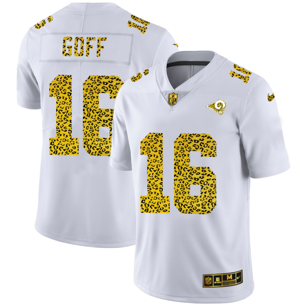 Superb Los Angeles Rams #16 Jared Goff Men's Flocked Leopard Print Vapor Limited NFL Jersey White With high demand Order now to wear your Rams pride