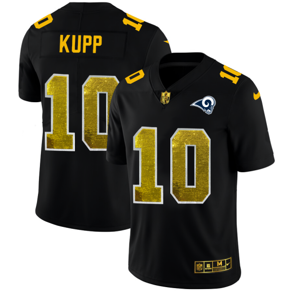 Outstanding Los Angeles Rams #10 Cooper Kupp Men's Black Golden Sequin Vapor Limited NFL Jersey Limited stock Order now to show your love for the Rams
