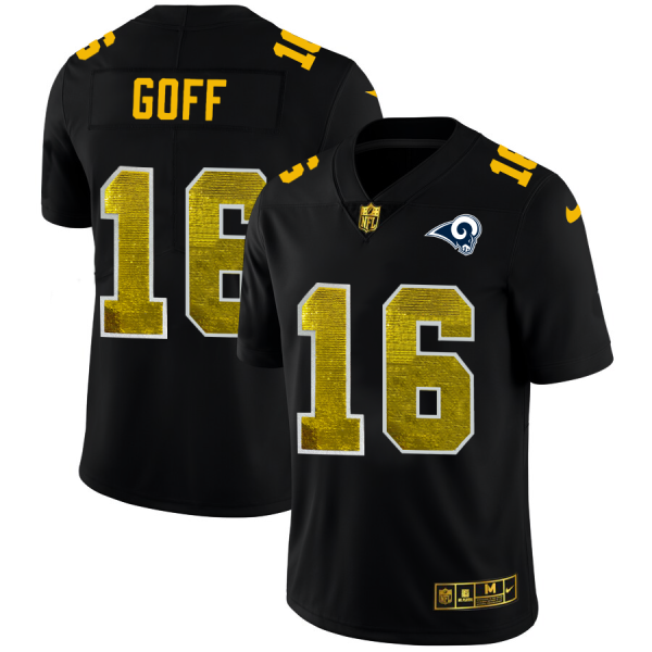 Exceptional Los Angeles Rams #16 Jared Goff Men's Black Golden Sequin Vapor Limited NFL Jersey Be among the first to own Order your Rams stuff right away