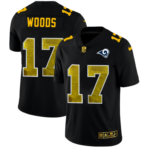 Exceptional Los Angeles Rams #17 Robert Woods Men's Black Golden Sequin Vapor Limited NFL Jersey Retailers boost your inventory Order these popular Rams products