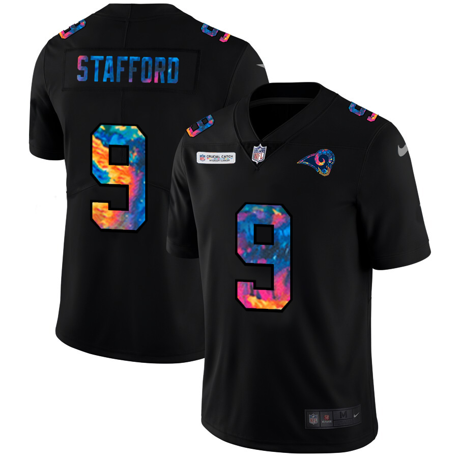 Fantastic Los Angeles Rams #9 Matthew Stafford Men's Multi Color Black 2020 NFL Crucial Catch Vapor Untouchable Limited Jersey For a short time available Don't miss your chance to own Rams clothing