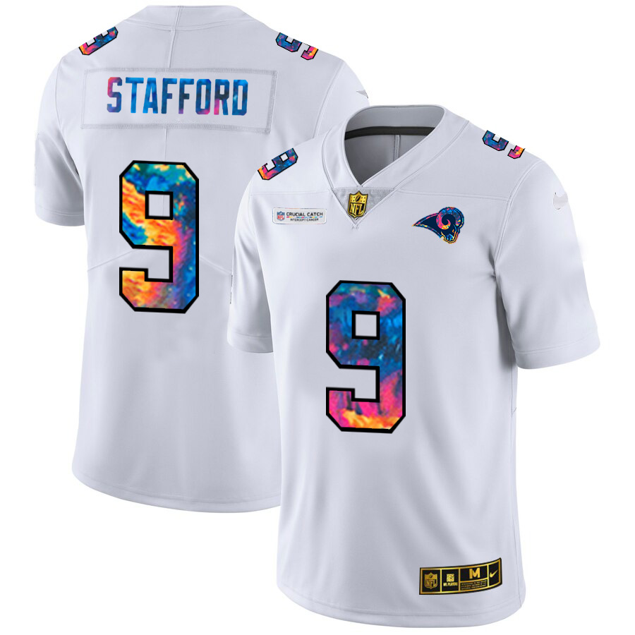 Amazing Los Angeles Rams #9 Matthew Stafford Men's White Multi Color 2020 NFL Crucial Catch Limited NFL Jersey Sports enthusiasts Seize the opportunity Order your Rams merchandise