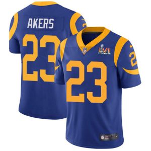 Gorgeous Rams #23 Cam Akers Royal Royal Blue Alternate Super Bowl LVI Patch Men's Stitched NFL Vapor Untouchable Limited Jersey Sports enthusiasts Seize the opportunity Order your Rams merchandise