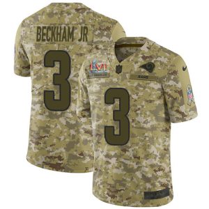Fantastic Rams #3 Odell Beckham Jr. Camo Super Bowl LVI Patch Men's Stitched NFL Limited 2018 Salute To Service Jersey Sports fans this is your chance Order soon to support the Rams
