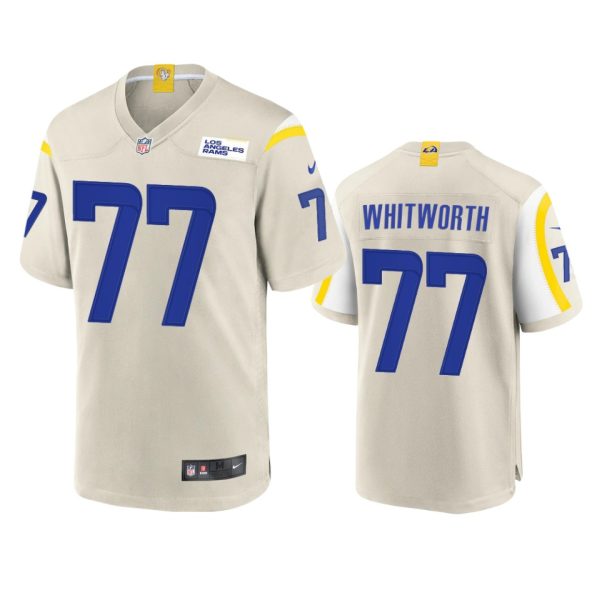 Premium Los Angeles Rams #77 Andrew Whitworth Men's Game NFL Jersey Bone With high demand Order now to wear your Rams pride