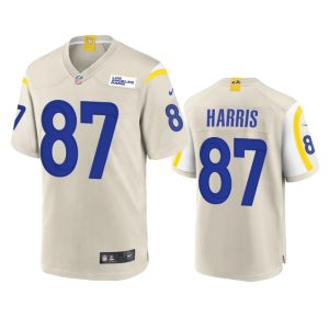 Outstanding Los Angeles Rams #87 Jacob Harris Men's Game NFL Jersey   Bone With high demand Order now to wear your Rams pride