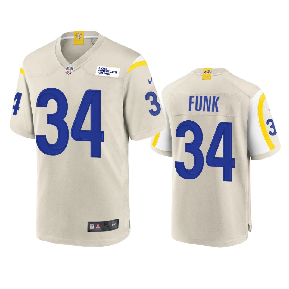 Premium Los Angeles Rams #34 Jake Funk Men's Game NFL Jersey Bone Retailers boost your inventory Order these popular Rams products