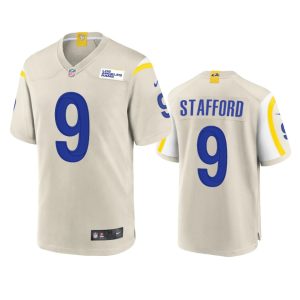 Premium Los Angeles Rams #9 Matthew Stafford Men's Game NFL Jersey   Bone Retailers boost your inventory Order these popular Rams products