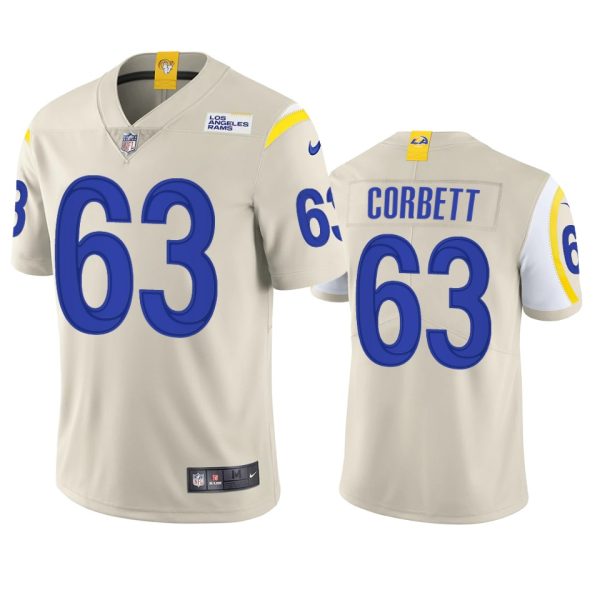 HighQuality Los Angeles Rams #63 Austin Corbett Men's Vapor Limited NFL Jersey Bone Retailers boost your inventory Order these popular Rams products