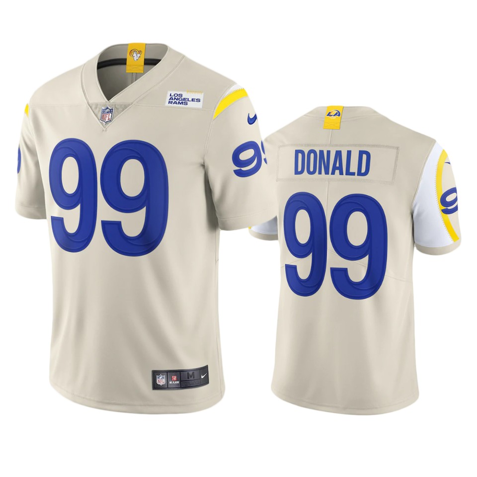 Fantastic Los Angeles Rams #99 Aaron Donald Men's Vapor Limited NFL Jersey Bone Limited stock Order now to show your love for the Rams